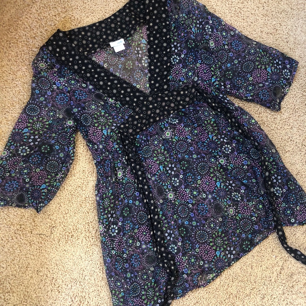 Anthropologie odille silk tie back top SZ 2
